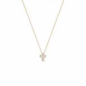 Cider STAINLESS STEEL RHINESTONE DECOR CROSS NECKLACE