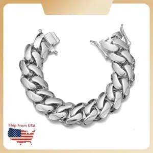 Unisex 12-22mm Miami Cuban Link Bracelet 18K White Gold Vacuum Plated Stainless Steel Hip Hop Jewelry for Men Women Daily Wear Casual Fashion Stackable Weighty Feel Gift Idea