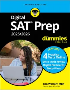 USED-Digital SAT Prep 2025/2026 for Dummies: Book + 4 Practice Tests + Flashcards Online by Woldoff, Ron (Paperback)