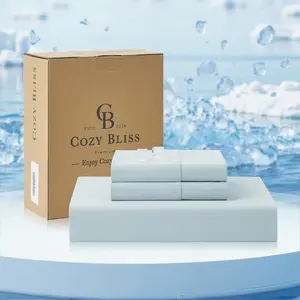 Cooling Sheet Set Cali King Size, Q-Max>0.45, 3PCS No Flat Sheet with 2 Pillowcases, Breathable Fitted Sheet for Hot Sleepers & Night Sweats, Deep Up to 18 Inches, Blue