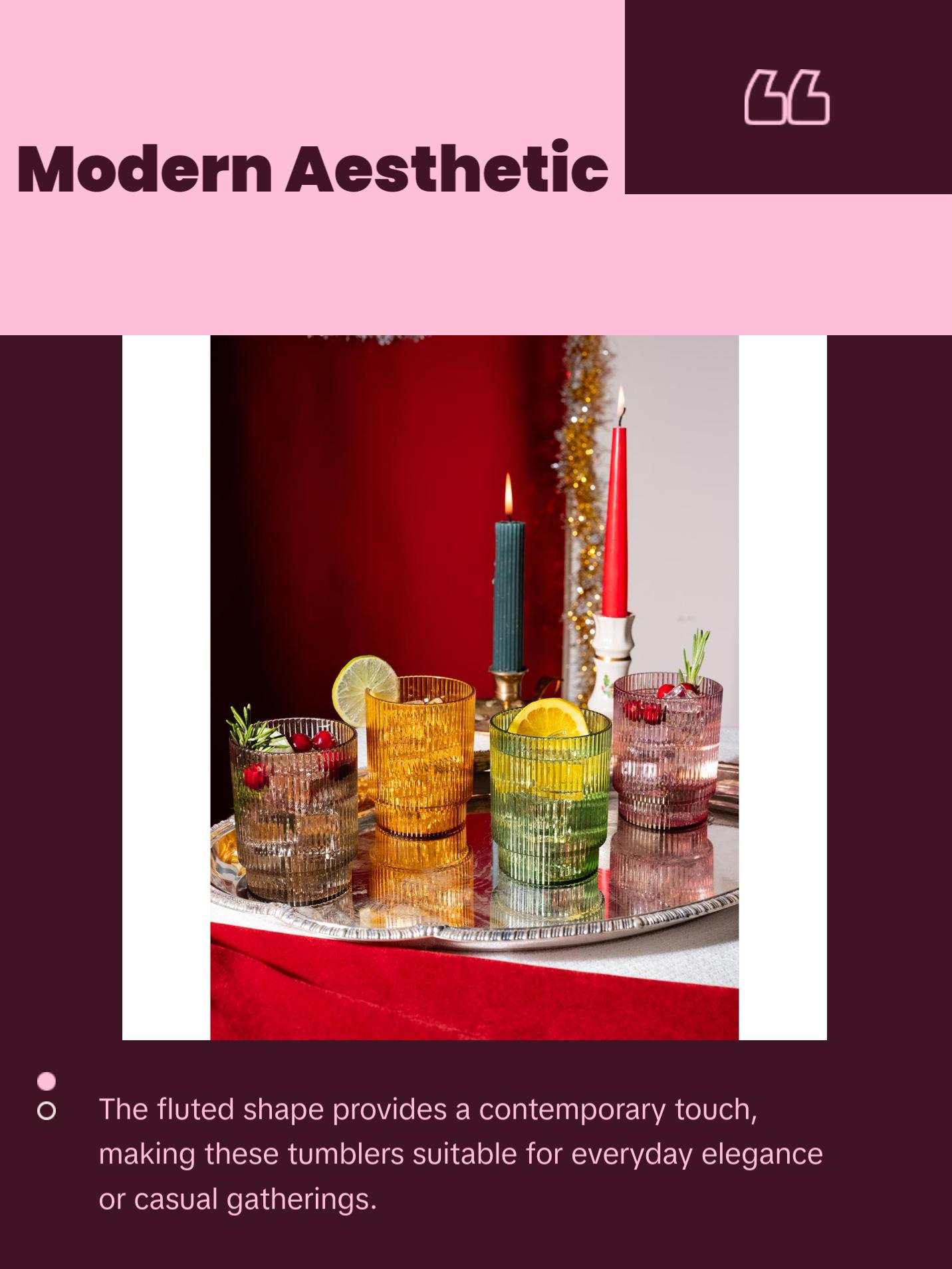 RESERVE 12oz Fluted Tumbler - Mixed Color Set