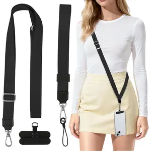 Phone Lanyard Crossbody, Adjustable Cell Phone Strap    Lanyard for Women Men, Black
