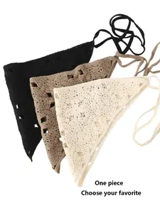Triangle Headscarf Belt Accessory, Multifunctional Floral Knit Hairband, Casual Style for Women and Girls, Fits Jeans and Dresses, Headband Head Wrap