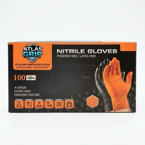 Atlas Grip Heavy Duty Nitrile Gloves – 8 Mil, Textured Grip, Powder Free, Disposable Black Gloves, Latex Free, Chemical Resistant, Mechanic, Cleaning, Tattoo, Food Prep (100 Count)