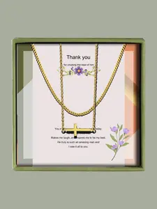 Women's Elegant Cross Pendant Necklace & Chain Necklace, Exquisite Trendy Pendant Necklace & Chain Necklace, Chic Jewelry Set As Gift for Girlfriend's Mom, Necklace Gift Box