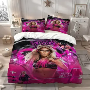 3pcs Alexa Bliss Theme pattern printing, patterned three-piece bedding set, quilt cover and pillowcase, soft and comfortable, perfect for home bedroom, suitable for all seasons, best home and party, Decorative duvet cover