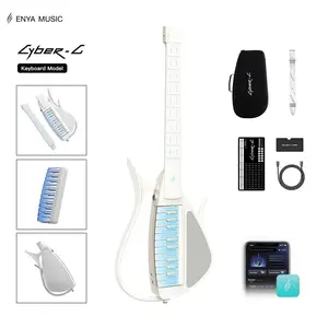 【Music Is Free】Enya CYBER-G Stringless Smart Guitar Portable Foldable Travel Guitar with App-Controlled Chords, Hundreds of Instrument Sounds, Built-In Speaker & Drum Machine, Quick-Learn for Adults/Guitar Beginners