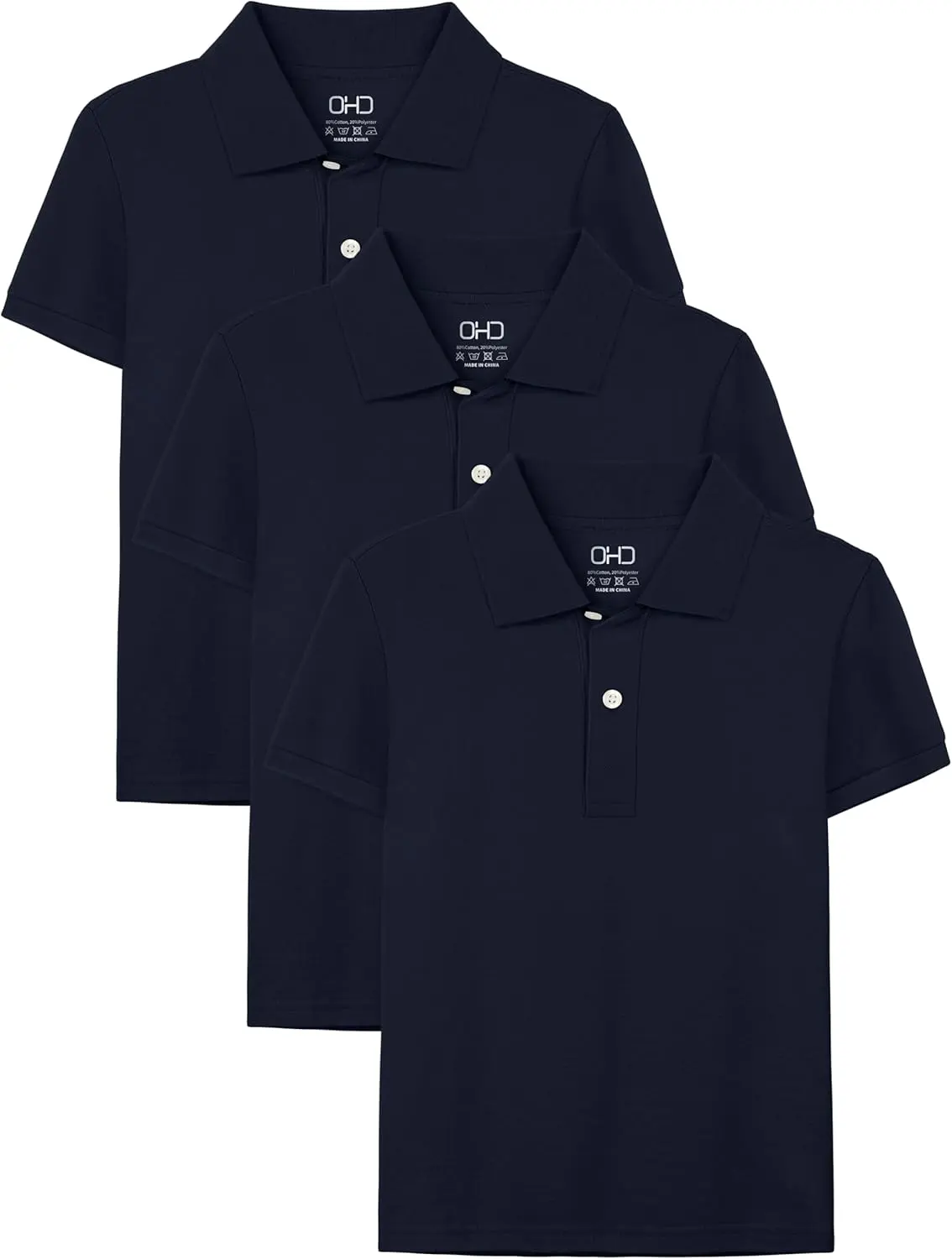 OHD 3 Pack School Uniform for Boys Polo Shirt Cotton Uniform Shirts for Boys Kids School Clothes 3-14 Years