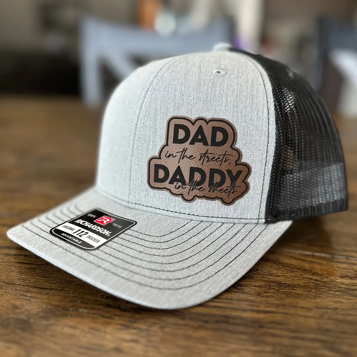 Dad in the streets daddy in the sheets leather patch hat