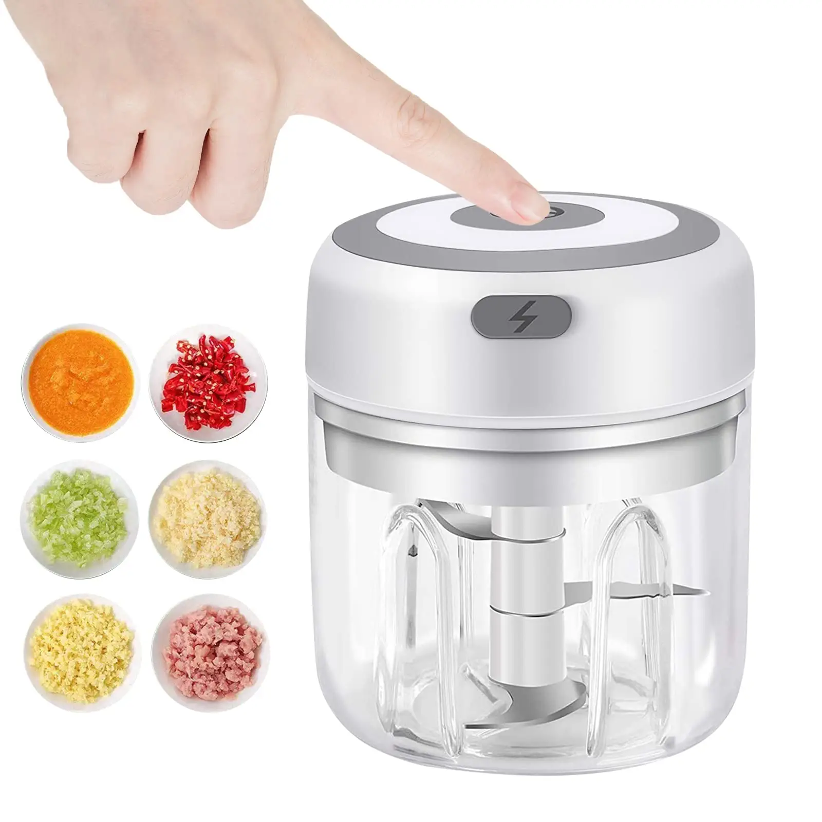 Electric Garlic Chopper, 250ML Vegetable Chopper, Food Chopper, USB Mini Garlic Mincer, Onion Chopper, Portable Small Food Processor for Garlic, Ginge