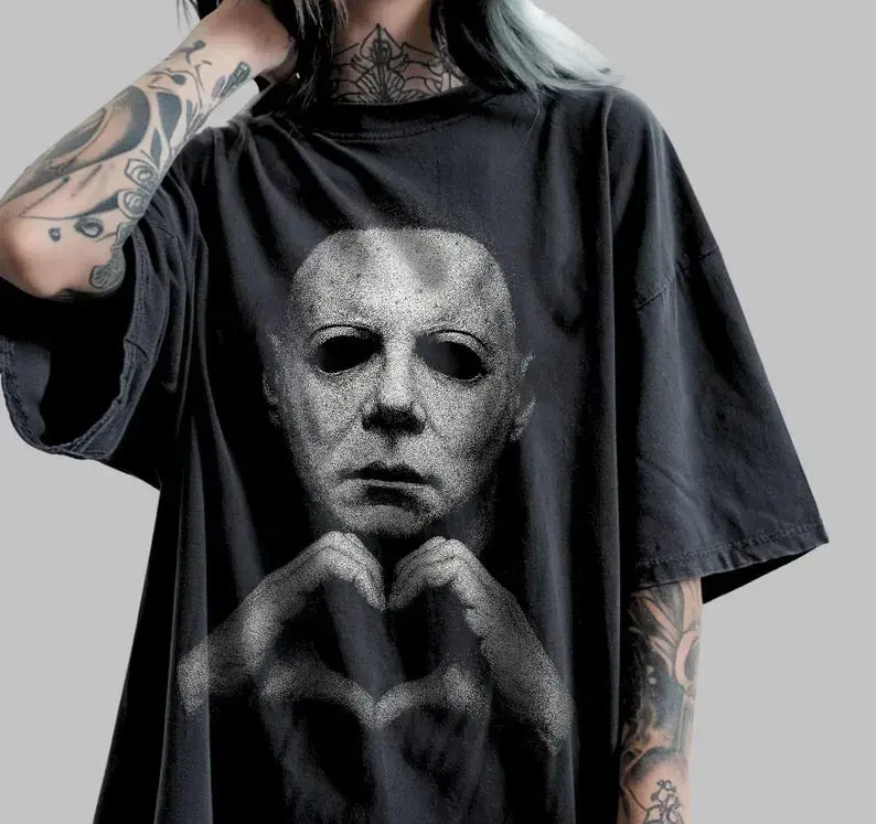Michael Myers Heart Shirt, Horror Movie Tee, Halloween Gift, Slashers Tshirt, Retro Graphic, Spooky Season, Unisex T-shirt