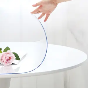 60 Inch Round Clear Plastic Table Cover Protector PVC Tablecloths Sheet Wood Furniture Topper Cover for Coffee Dining Room Table Kitchen Countertop Office Desk Blotter Pad Waterproof Wipeable