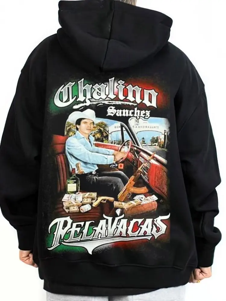 Chalino Sanchez Graphic Hoodie, Unisex Chicano Streetwear Mexican Style  Basic Outfit Oversized Clothings