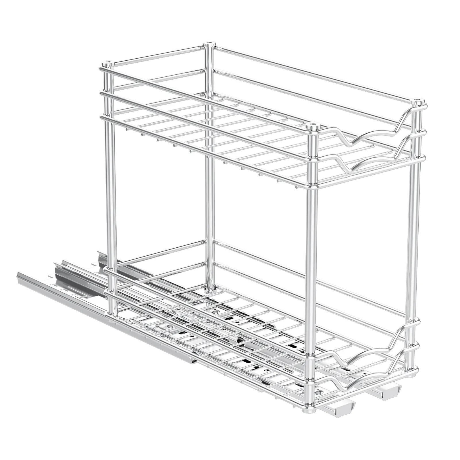 YECAYE 2 Tier Pull Out Cabinet Organizer, Pull Out Drawers for Kitchen Cabinets, Pull Out Shelves for Base Cabinet Organization in Kitchen Bathroom Pantry