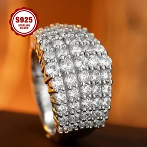 925 Sterling Silver Ladies' Ring, Luxurious And Fashionable, Multi-layered Design, Fully Set With 5A Zirconia, Suitable For Daily Wear, Engagement, Wedding, Parties, As A Gift For A Girlfriend.