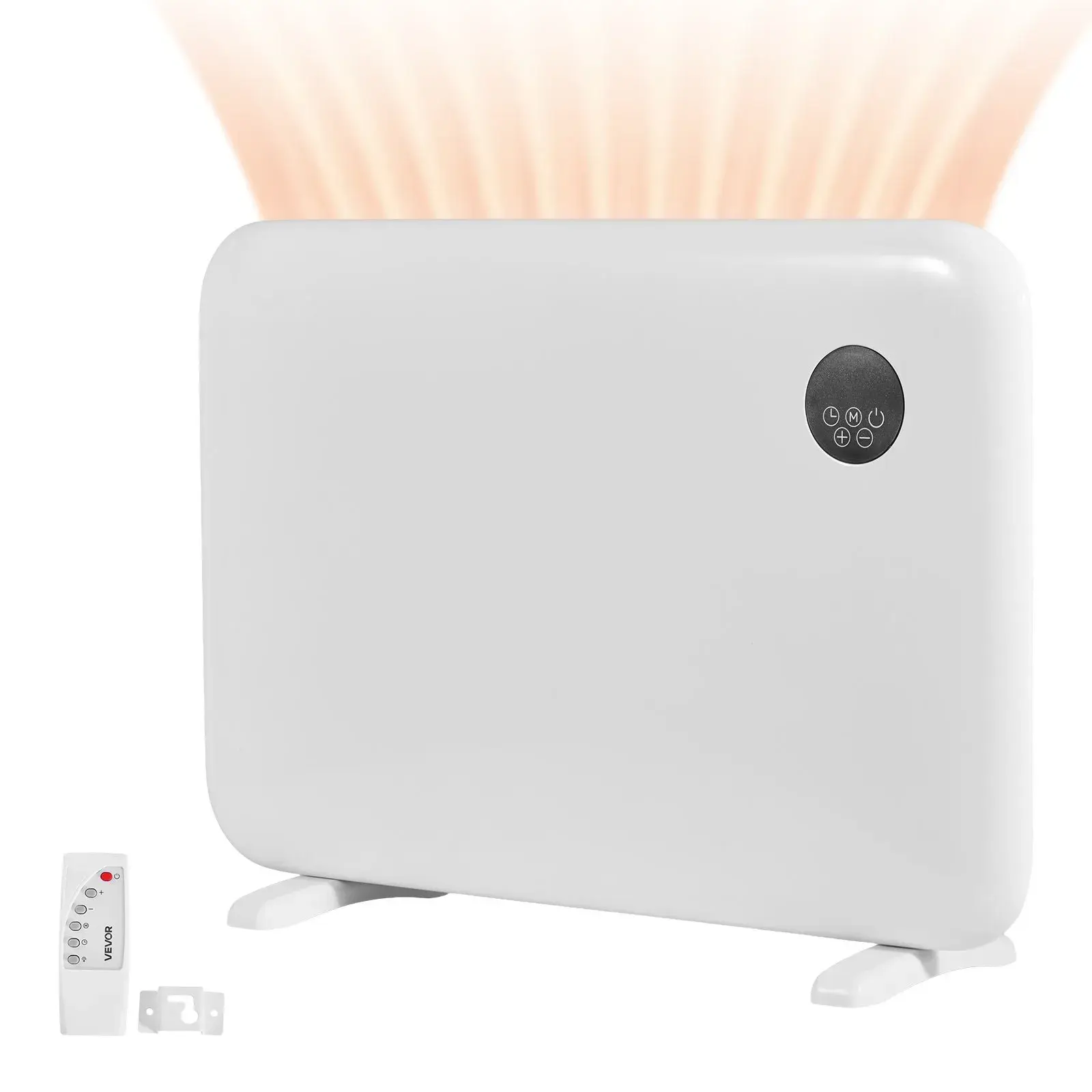 VEVOR 1500W Power Convection Panel Heater, Electric Space Heater with Remote & Touch Control, Portable Stand or Wall Mount, Anti-Tipping & Overheat Protection for Home, Office & Bathrooms in Cold Weather, White