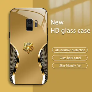 Suitable for [Galaxy S9] New high-end creative auspicious gold zodiac animal mobile phone case New business simple tempered glass mobile phone case affordable anti-fall and anti-fingerprint-888