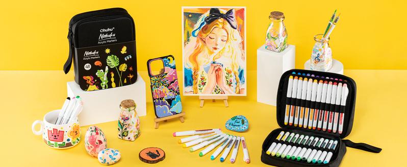 Ohuhu Acrylic Brush Tip Paint Markers 24 Pack/ 48 pack Vibrant Colors with Flexible Brush Tips High-Opacity Waterproof Lightfast Pens for Rock Wood Glass & More Ohuhu Acrylic Brush Tip Paint Markers 24 Pack/ 48 pack Vibrant Colors with Flexible Brush Tips High-Opacity Waterproof Lightfast Pens for Rock Wood Glass & More