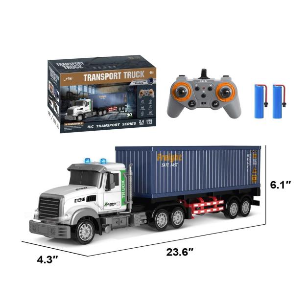 1:24 Remote Control Semi Truck with Trailer 9-Channel RC Container Toy ...