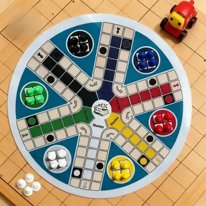 SummerVibes 6-Player Board Game for Family Night, Fast Track Dice Game with Numbered Pieces 1-6, Large 13.78in Mat 24pcs 6 Colors & 2 Dice for Party Gift