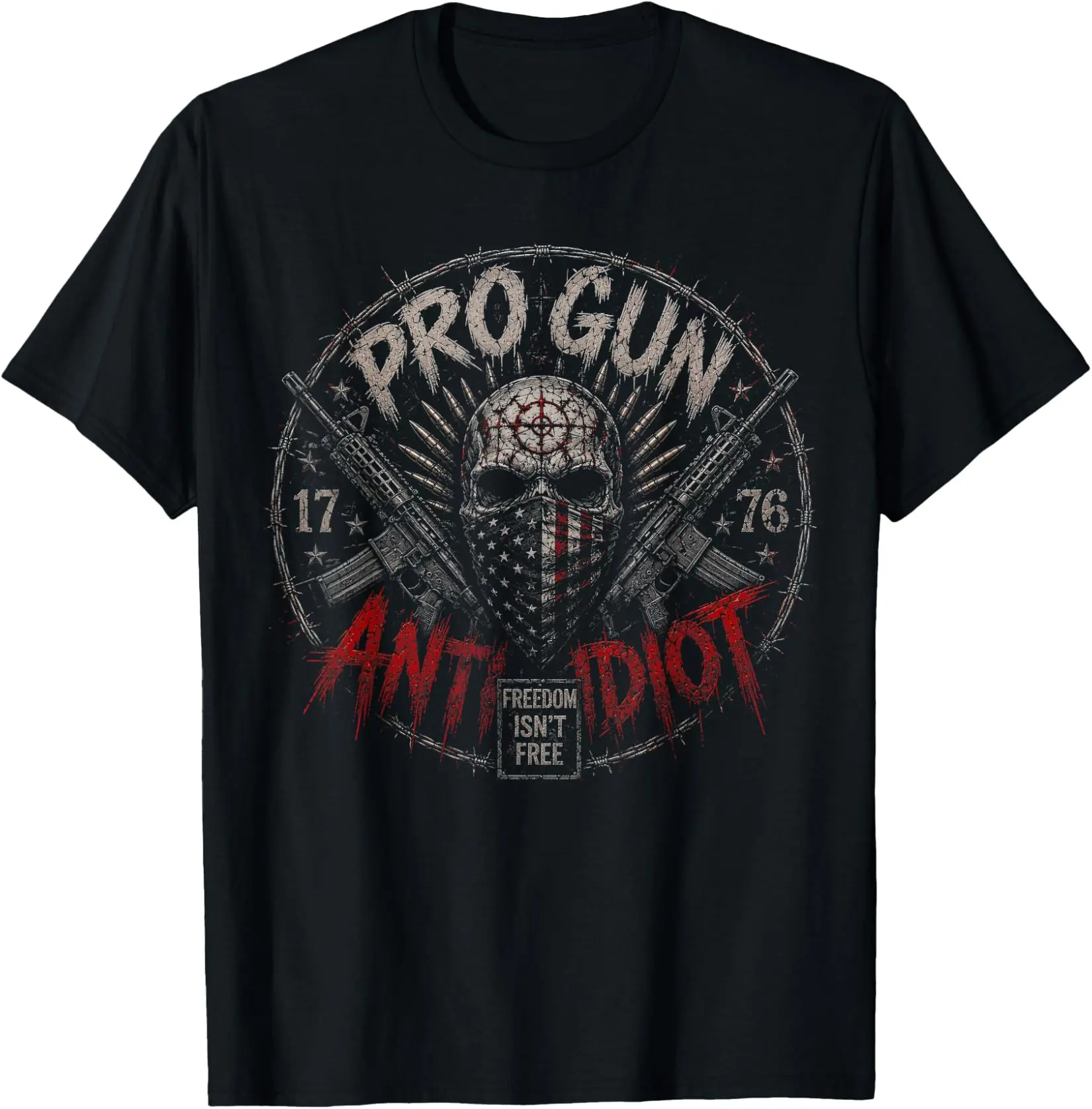 2nd Amendment Pro Gun Anti Idiot Shirt Vintage USA Flag T-Shirt