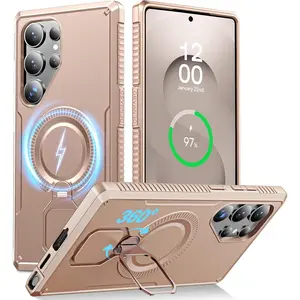 Magnetic  for Samsung Galaxy S25 Ultra with 360 °   Spin Stand, Compatible with Magsafe, Military Grade Protection, Shockproof  cutephonecases phone case Protective Casing Cover