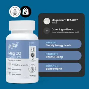 Mag IQ Glycinate Healthcare Calcium Supplement with Magnesium Bisglycinate for Energy, Sleep, Bone Health, and Dietary Support