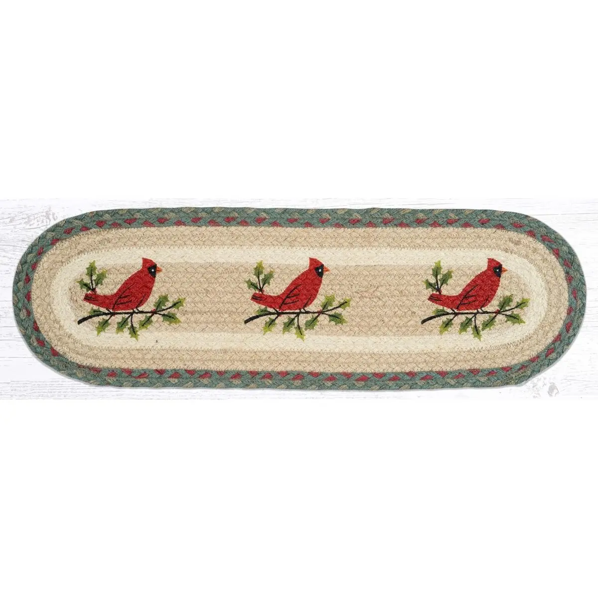 212 MAIN Holly Cardinal Oval Stair Tread (Model ST-OP-25, 27x8.25 in) - Decorative Vinyl Wall Sticker for Room Decor (Sourced from Capitol Importing), Vinyl Wall Stickers