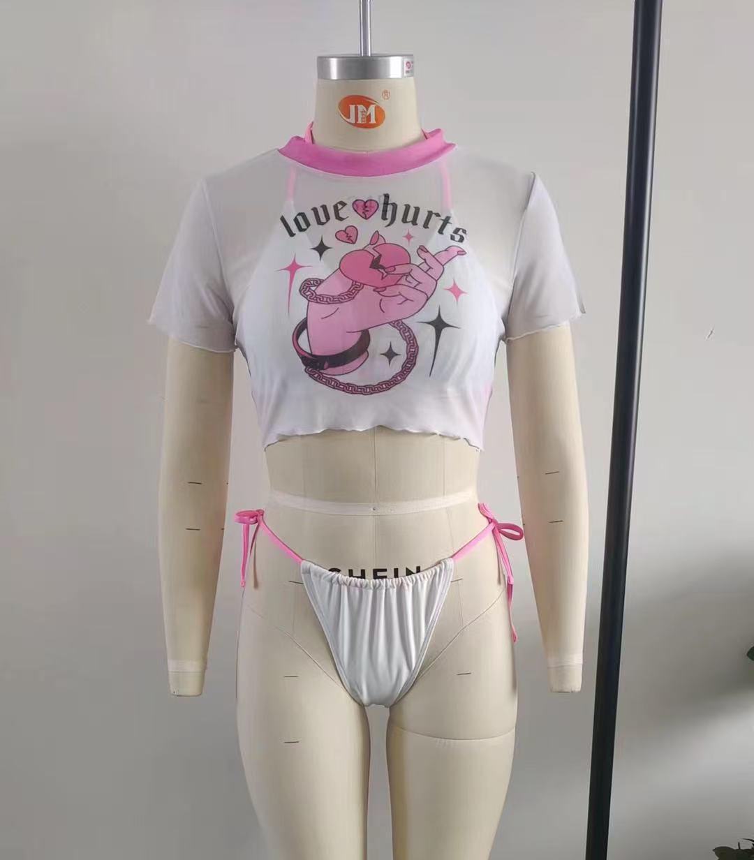 Women's 3-piece swimsuit set - Barbie style | Adjustable bikini with neck tie and mesh cover, sweet and spicy to show off figure, quick drying fabric | Suitable for summer beach vacations and pool parties | Swimsuit