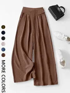 Women's High Waist Wide Leg Pants, Bohemian Trousers, Casual Boho Style, 3D Pleated Design, Skin-Friendly Comfort, Multiple Colors, S-Xxl