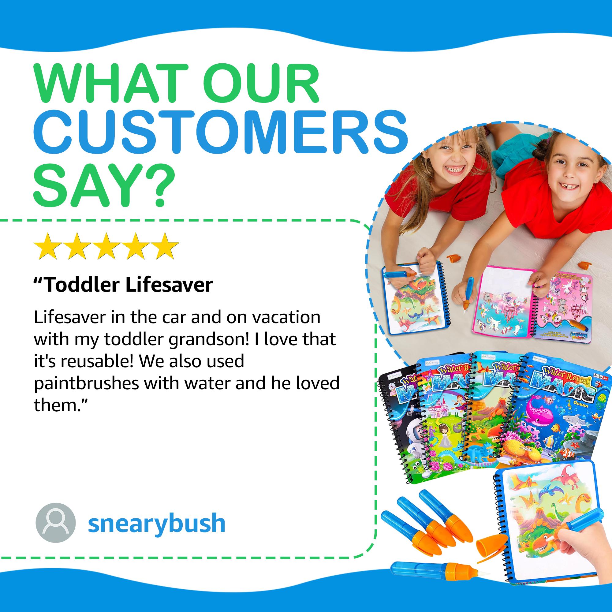 4 Pack Magic Water Coloring Books for Toddlers - Mess Free Water Art Books for Toddlers