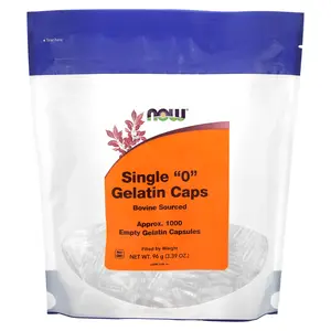 NOW Foods Single "0" Gelatin Caps, Approx. 1,000 Empty Gelatin Capsules, 3.39 oz (96 g)