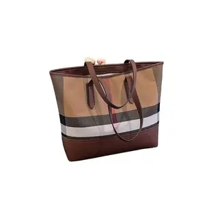 Large Capacity Women's Shoulder Bag New Simple Vertical Striped Crossbody Bag Casual Fashion Handheld Tote Bag Basket Bag