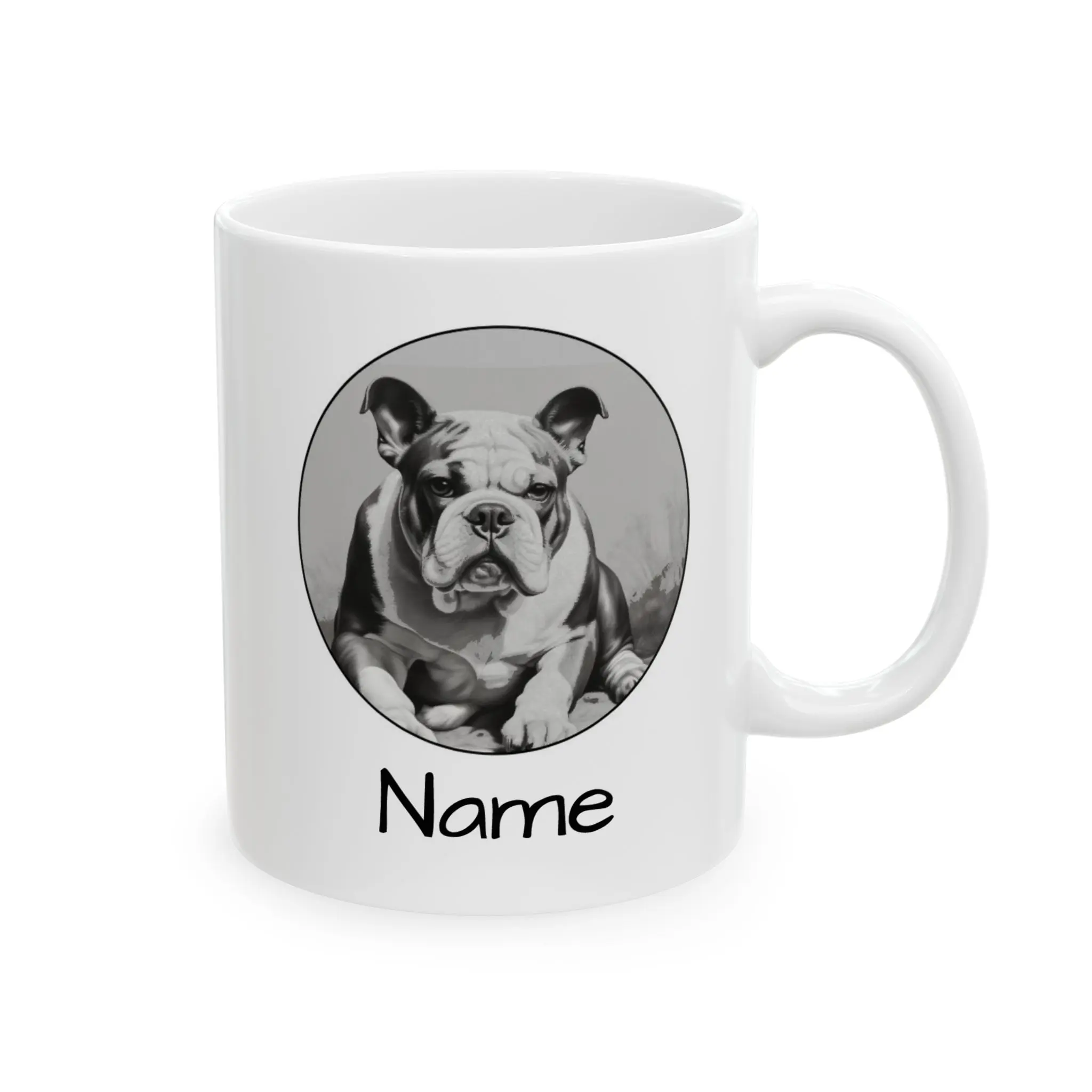 Personalized Vintage Bulldog Illustration Mug | Dog Coffee Cup