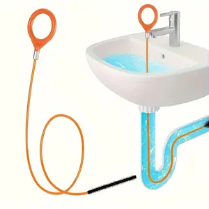 Multifunctional Pipe Unclogger Tool in Heavy-Duty Stainless Steel, Durable Nylon for Household Drain Cleaning, Removes Hair and Soap Scum Easily