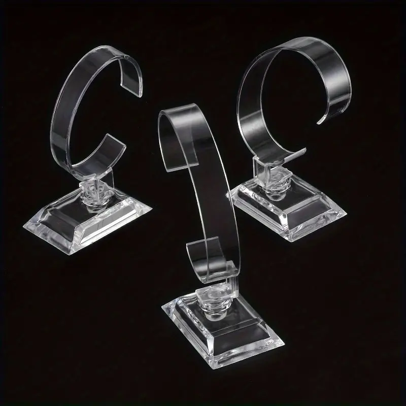 3pcs Transparent Watch Display Stand, C Circle Transparent Holder Counter Stand, Watch Bracelet Display Props, Ideal Choice for Gifts