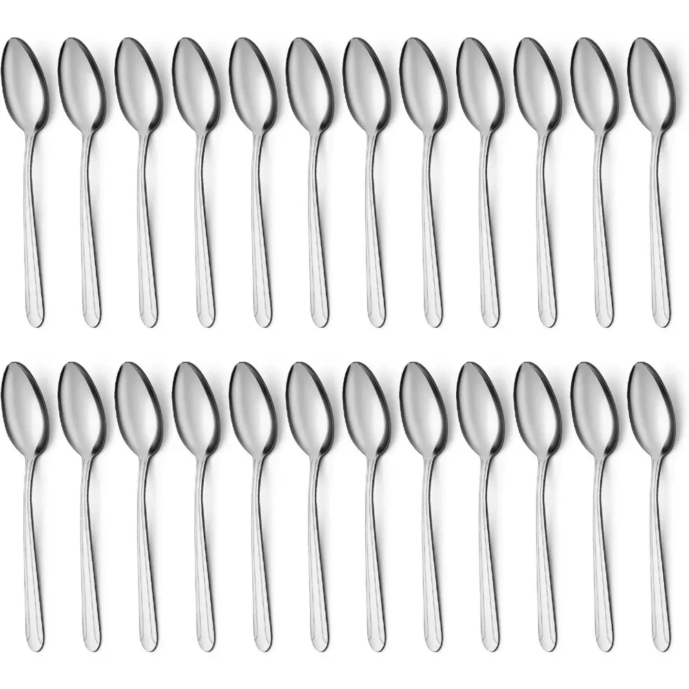 24-Piece Sturdy Stainless Steel Teaspoons Set, 6.2in Cutlery Tableware, Mirror Polished Coffee Spoons, Dishwasher Safe Silverware for Home, Restaurant