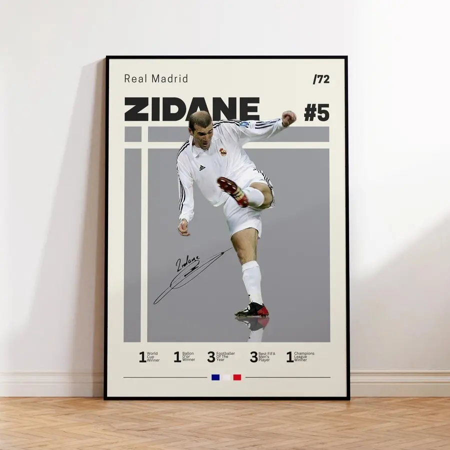 Zinedine Zidane Poster, Real Madrid Poster, Zidane Fan Gift, Sports Poster, Football Player Poster, Soccer Wall Art, Sports Bedroom Posters