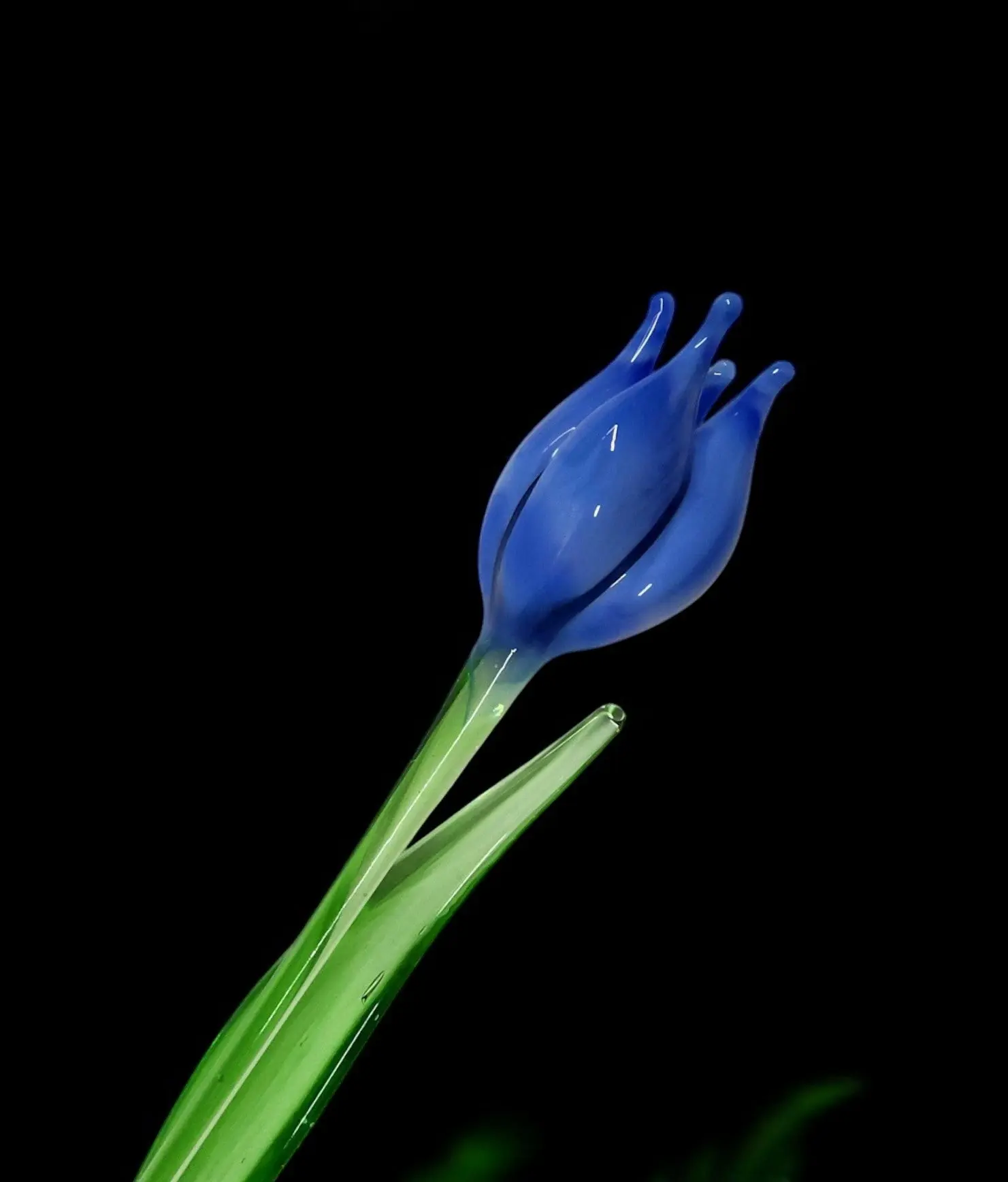 Light Blue Glass Tulip, Handcrafted Glass Flower, Hand Made In Ukraine Using Murano Quality Glass, Great Gift For Flower Lovers, 12 Inch Tulip