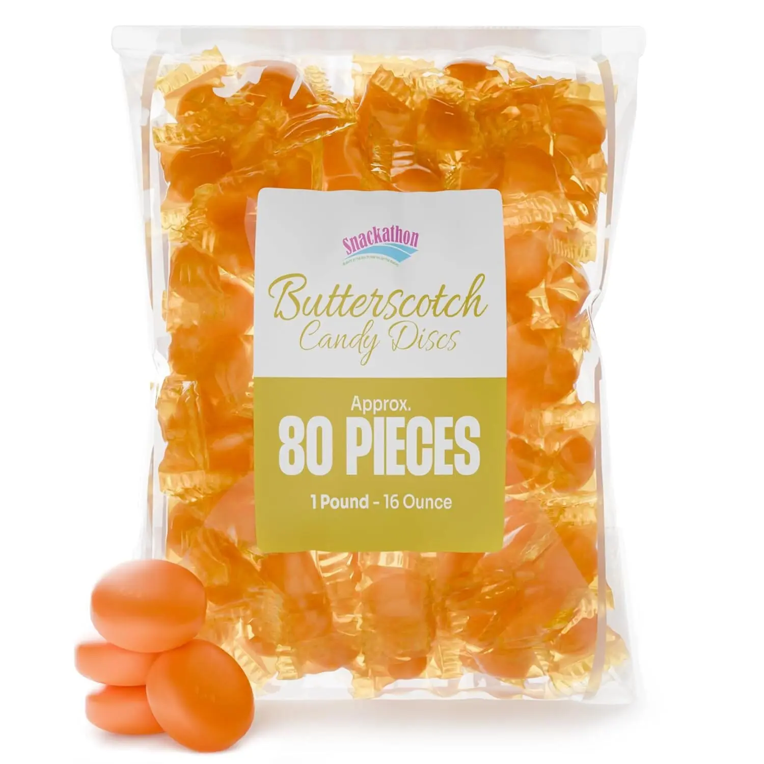 Snackathon Butterscotch Hard Candy Disc, Individually Wrapped Snackathon Butterscotch Hard Candy Disc, Individually Wrapped