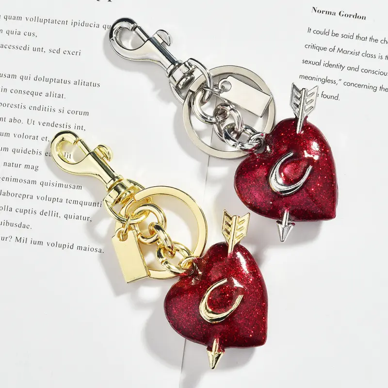 Bag Charms for Purse, Cute Keychain with Flower Motif, Heart & Love Letter Pendants for Women, Everyday Fashion Accessories, Hearts, Buckle, Metal, Handbag Key, Keychains For Women, Metallic, Daughters, Love Theme, Heart Shape, Buckle Hook