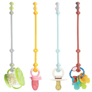 X-SRT29 Toy Safety Straps 4PK Stretchable Silicone Pacifier Clips Baby Toddler Teether Bottle Harness Straps for Strollers,High Chair,Shopping Cart,Cribs,Exersaucer