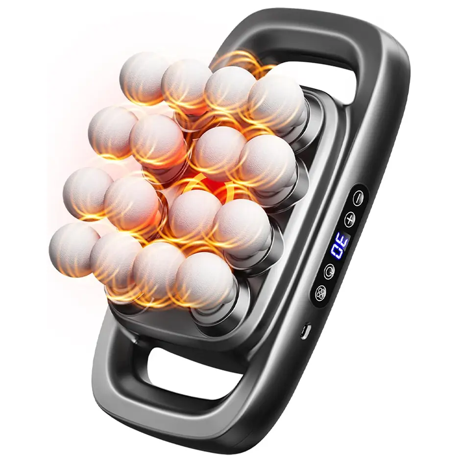16-Head Massage Gun with 30 Levels, 3 Modes, Red Light Therapy & Adjustable Design - Deep Tissue Percussion Massager for Back, Shoulder & Leg Pain Relief, Quiet Daily Use, Gift Option, Lumbar Massager