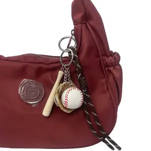 Mini Wooden Baseball Keychain Set Team Gift Softball Party Favors 1 Piece Ball Bat Hanging Accessory for Sports Enthusiasts