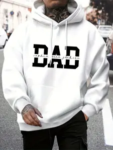 Unisex "DAD" Custom Name Graphic Oversized Hoodie – White & Black Bold Print, Personalized Family Name Design, Soft Cozy Fleece Fabric, Relaxed Oversized Fit, Perfect for Family-Focused Fashion Lovers, Durable High-Quality Print