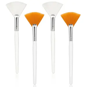4 Pcs Facial Applicator Brushes - Soft Fan Brush Tool for Mud Cream, Highlighting and Blush