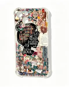 Vintage Aesthetic Library-Book-Coffee-Girl Slogan Soft Transparent Shockproof Smartphone Casing, Cellphone Handheld Accessories, Compatible With iPhone 11/12/13/14/15/16 Pro Max