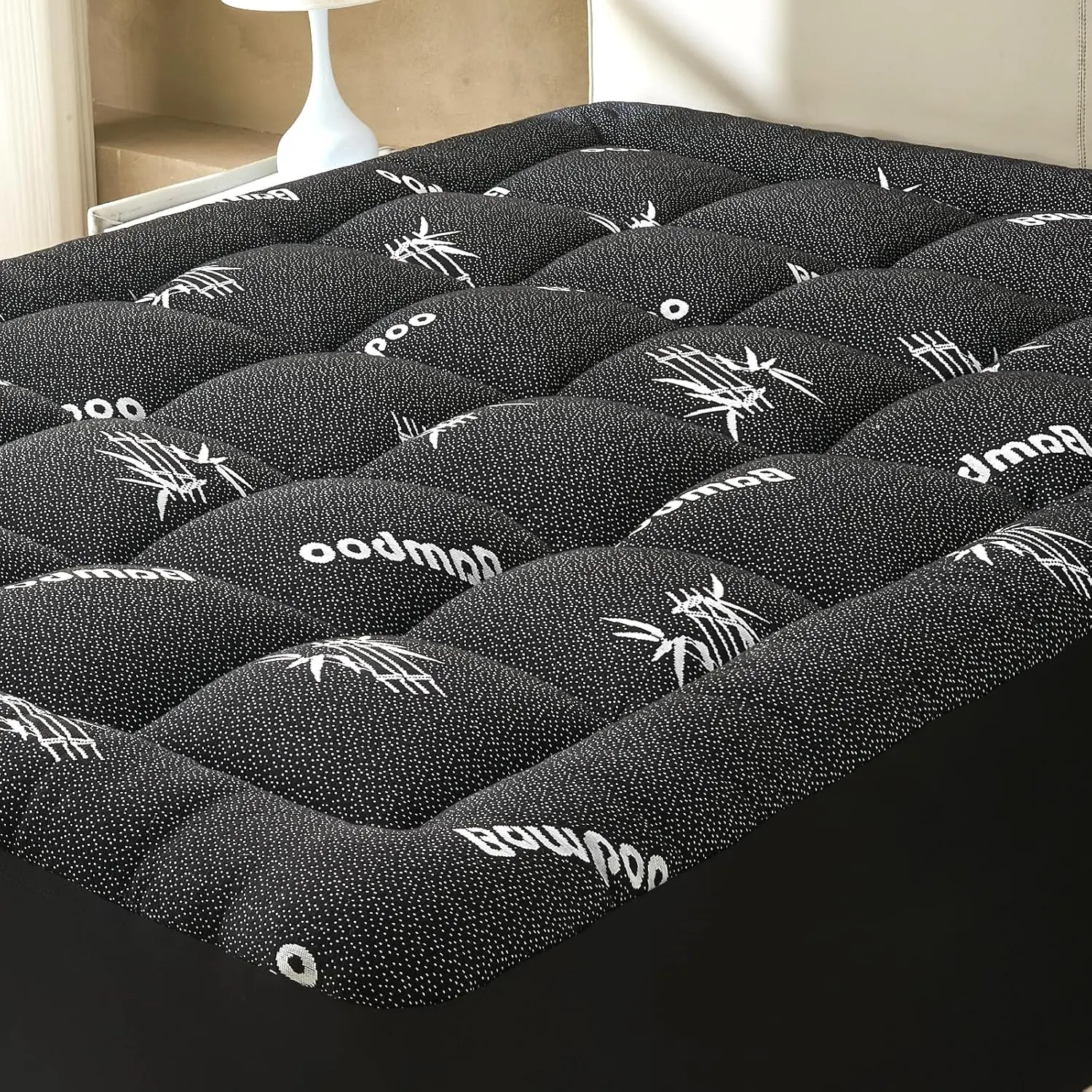 California  Size Mattress Topper Viscose Derived from , Soft Thick Pillow Top Mattress Pad for  , Cooling Mattress Protector with 8-21 Inch Deep Pocket, Dark Grey