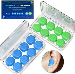 Silicone Ear Plugs for Sleeping Swimming,Reusable Moldable Noise Cancelling Earplugs for Shooting Range, Swimmers, Snoring, Airplanes, Travel, Work, Studying, (16-Pillows) T NEWFUN