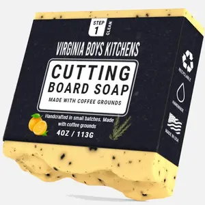 Virginia Boys Kitchens Handmade Soap Bar - Gentle Coffee Grounds Scrub - Made for Cutting Boards but also Gentle on Hands Skin Care Body Care